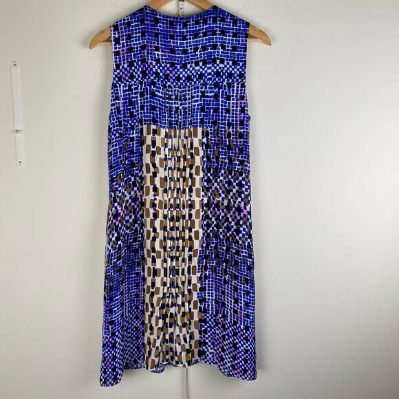 Reiss Saskia Sleeveless Shift Dress Size 2 Blue Abstract Tile - Picture 11 of 16